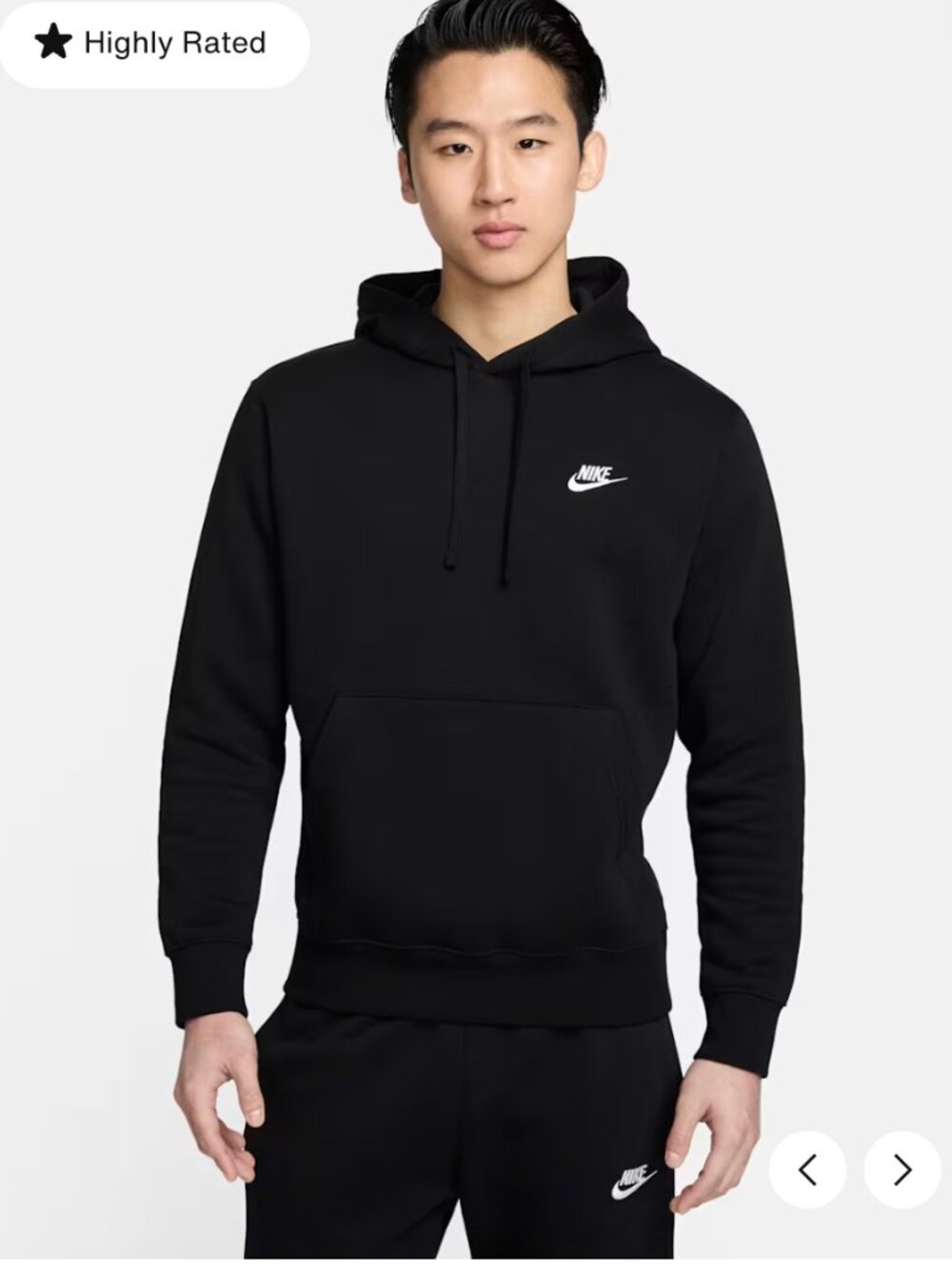 Nike Black Hoodie with White Swoosh Logo